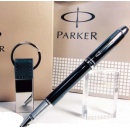 派克麗黑白夾鋼珠筆+鎖圈