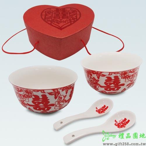 愛心雙喜二碗二匙